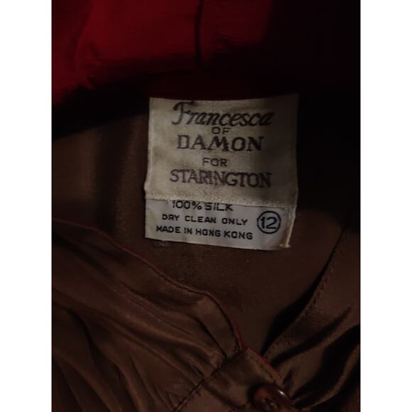 Francesca of Damon For Starington 1980's Vintage Tan Silk Button Shirt Dress 12 - Picture 10 of 10